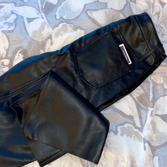 Brand New, Never Worn, size 3/26. Leather bootcut, high rise slim flare pants. - Picture 1 of 6